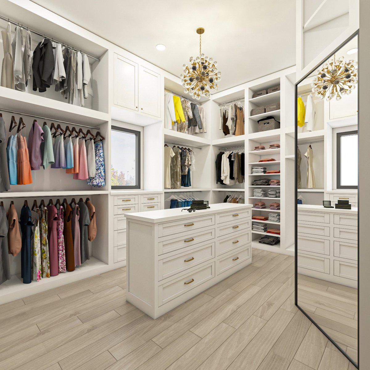 Professional organizer organizing closet