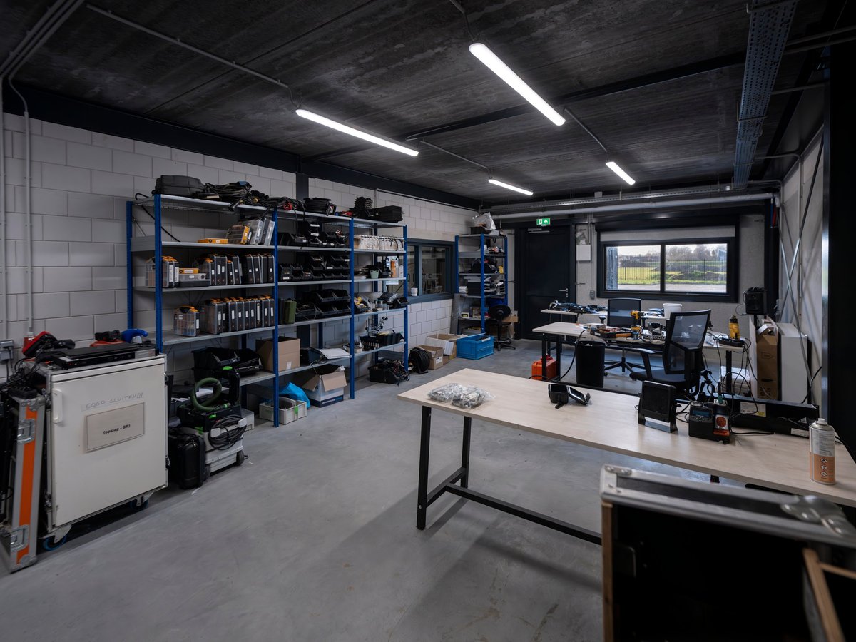 Clean organized garage with storage shelves