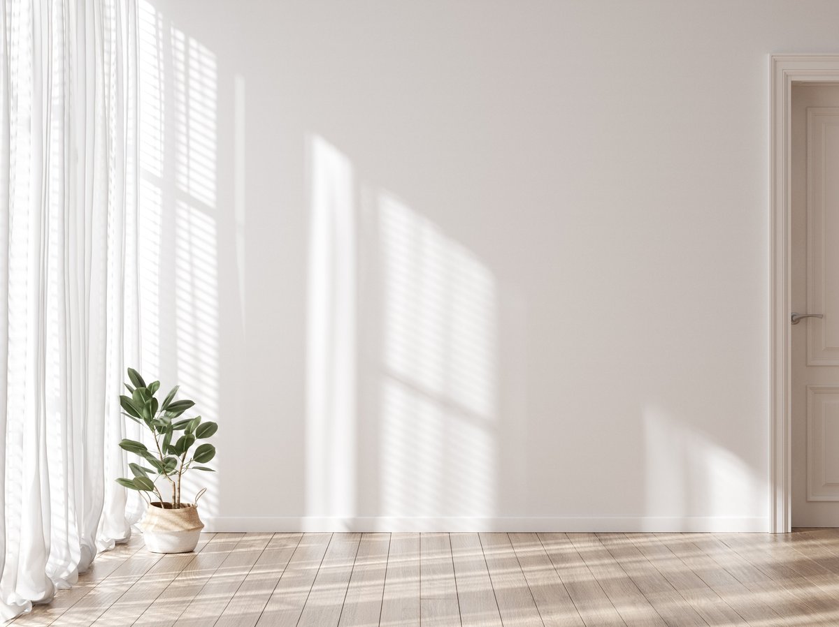 Contemporary empty home interior wall mock-up, organized clean space