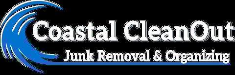 Coastal CleanOut logo with blue wave design for junk removal and organizing services